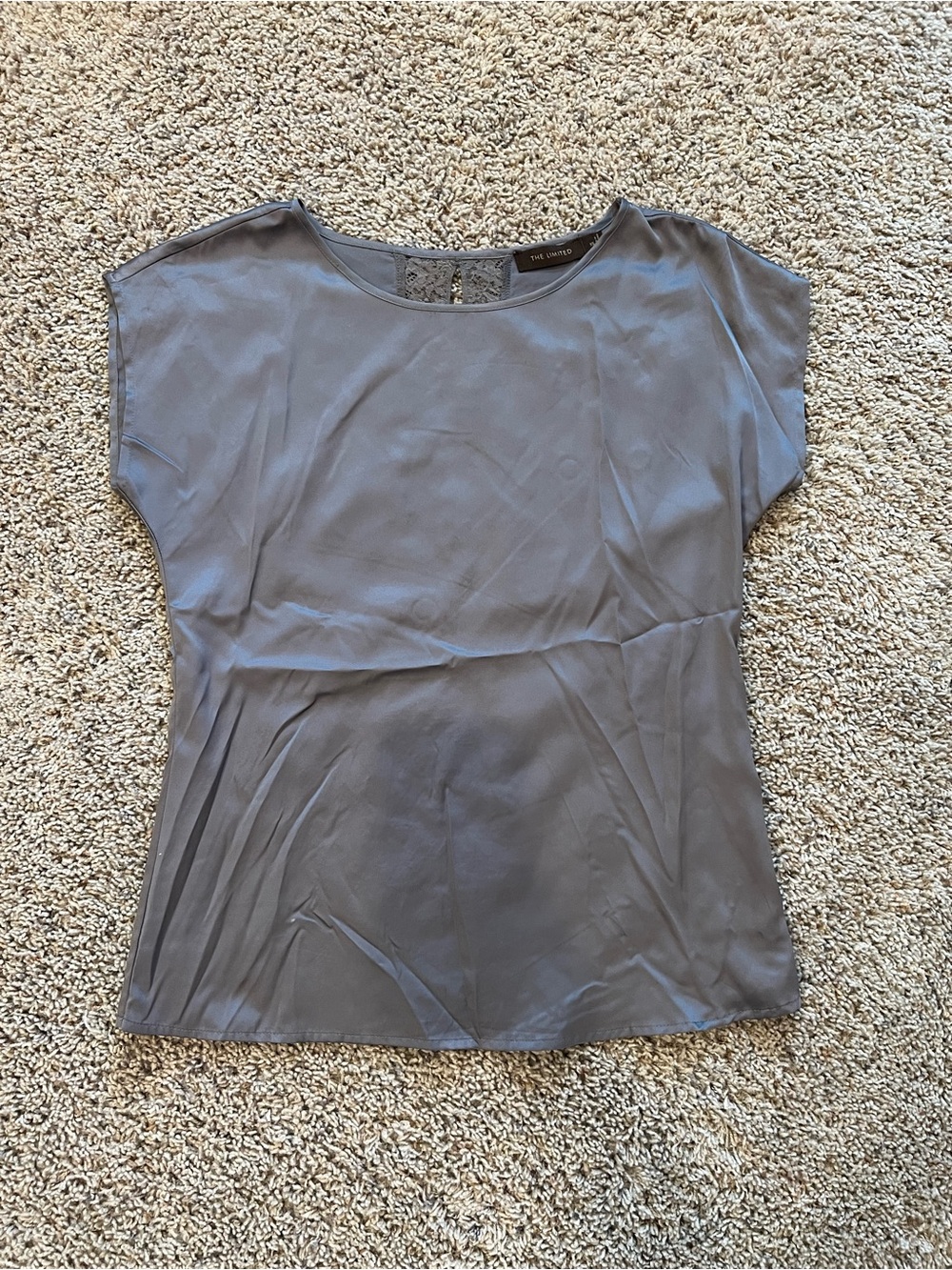 The Limited Slate Gray Short Sleeve Blouse